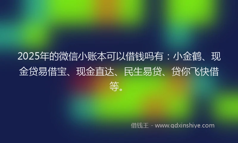 2025年的微信小账本可以借钱吗有：小金鹤、现金贷易借宝、现金直达、民生易贷、贷你飞快借等。