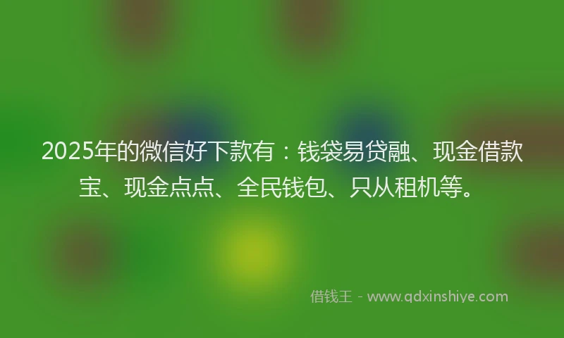 2025年的微信好下款有：钱袋易贷融、现金借款宝、现金点点、全民钱包、只从租机等。