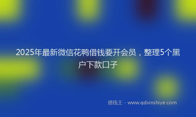 2025年最新微信花鸭借钱要开会员，整理5个黑户下款口子