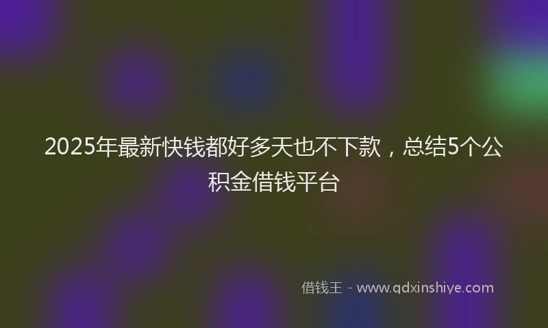 2025年最新快钱都好多天也不下款，总结5个公积金借钱平台