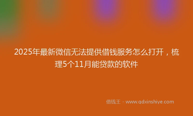 2025年最新微信无法提供借钱服务怎么打开，梳理5个11月能贷款的软件