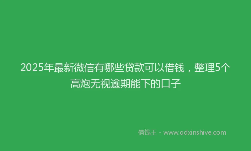 2025年最新微信有哪些贷款可以借钱，整理5个高炮无视逾期能下的口子
