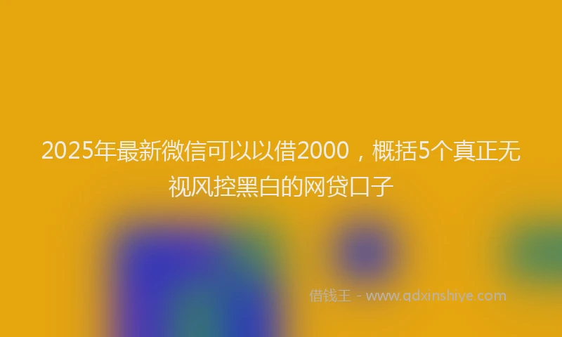 2025年最新微信可以以借2000，概括5个真正无视风控黑白的网贷口子