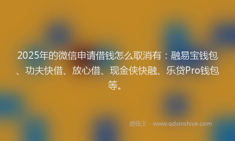 2025年的微信申请借钱怎么取消有：融易宝钱包、功夫快借、放心借、现金侠快融、乐贷Pro钱包等。