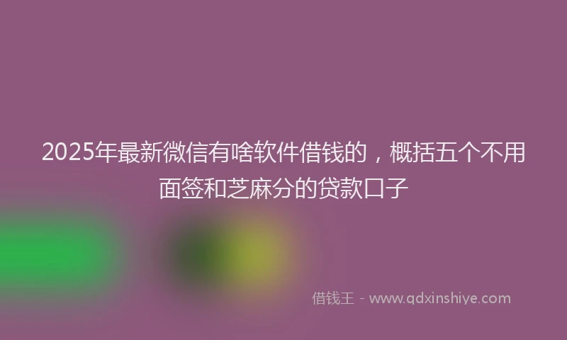 2025年最新微信有啥软件借钱的，概括五个不用面签和芝麻分的贷款口子