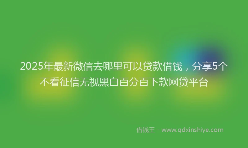 2025年最新微信去哪里可以贷款借钱，分享5个不看征信无视黑白百分百下款网贷平台