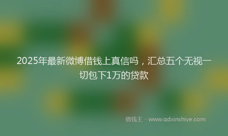 2025年最新微博借钱上真信吗，汇总五个无视一切包下1万的贷款