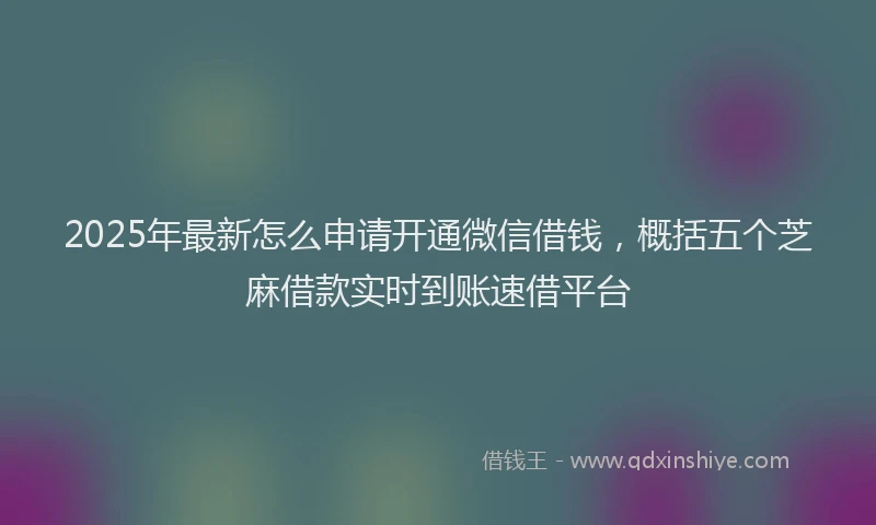 2025年最新怎么申请开通微信借钱，概括五个芝麻借款实时到账速借平台