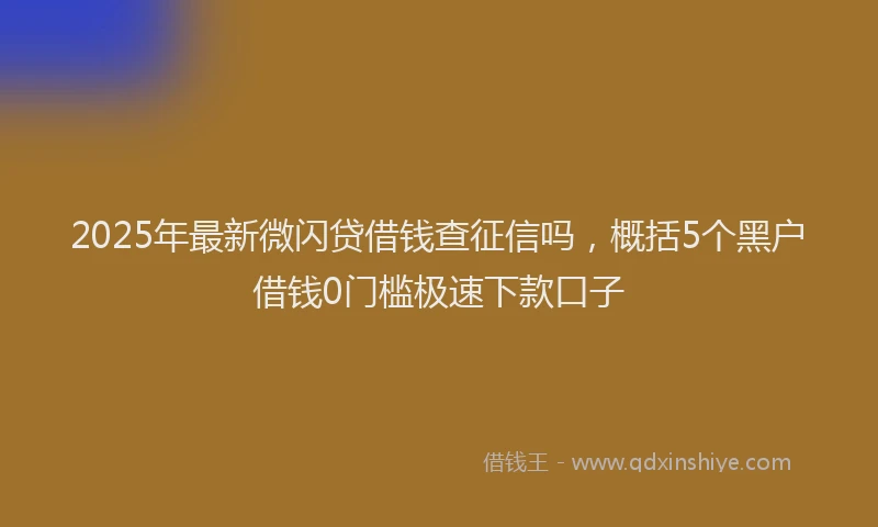 2025年最新微闪贷借钱查征信吗，概括5个黑户借钱0门槛极速下款口子