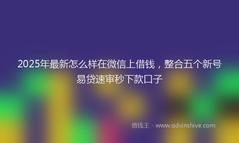 2025年最新怎么样在微信上借钱，整合五个新号易贷速审秒下款口子