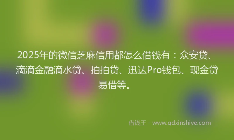 2025年的微信芝麻信用都怎么借钱有：众安贷、滴滴金融滴水贷、拍拍贷、迅达Pro钱包、现金贷易借等。