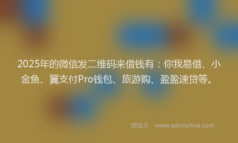 2025年的微信发二维码来借钱有：你我易借、小金鱼、翼支付Pro钱包、旅游购、盈盈速贷等。