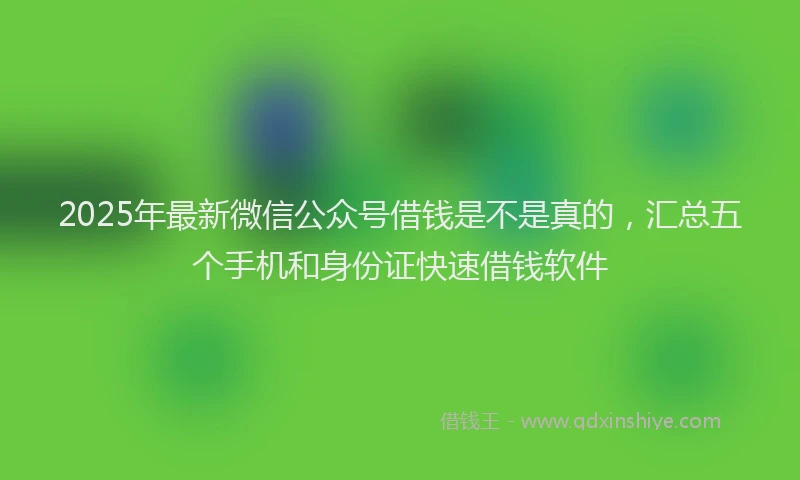 2025年最新微信公众号借钱是不是真的，汇总五个手机和身份证快速借钱软件