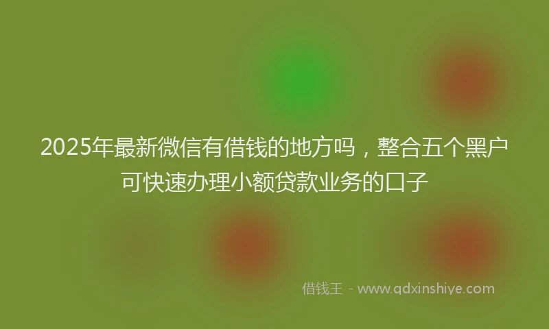 2025年最新微信有借钱的地方吗，整合五个黑户可快速办理小额贷款业务的口子