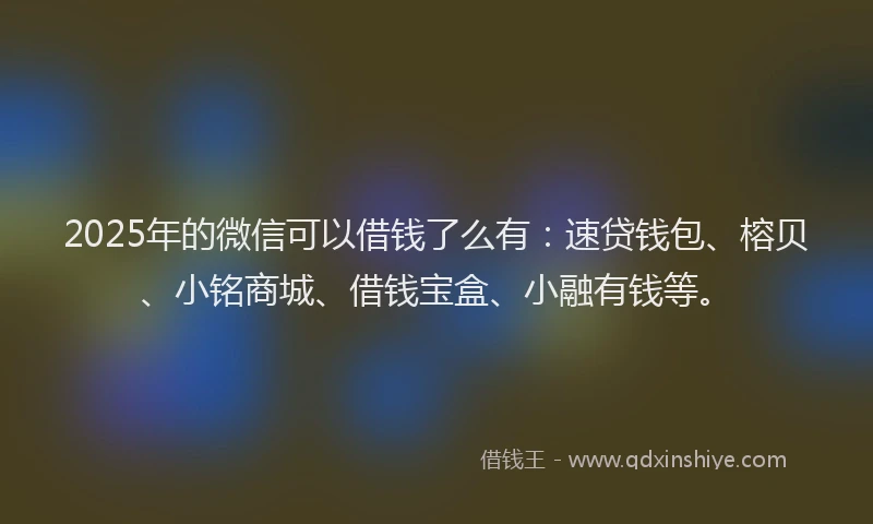 2025年的微信可以借钱了么有：速贷钱包、榕贝、小铭商城、借钱宝盒、小融有钱等。