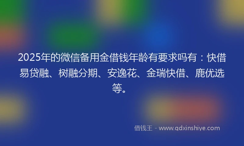2025年的微信备用金借钱年龄有要求吗有：快借易贷融、树融分期、安逸花、金瑞快借、鹿优选等。