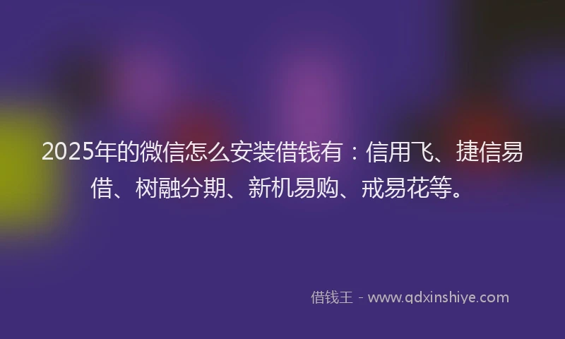 2025年的微信怎么安装借钱有：信用飞、捷信易借、树融分期、新机易购、戒易花等。
