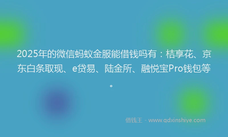 2025年的微信蚂蚁金服能借钱吗有：桔享花、京东白条取现、e贷易、陆金所、融悦宝Pro钱包等。