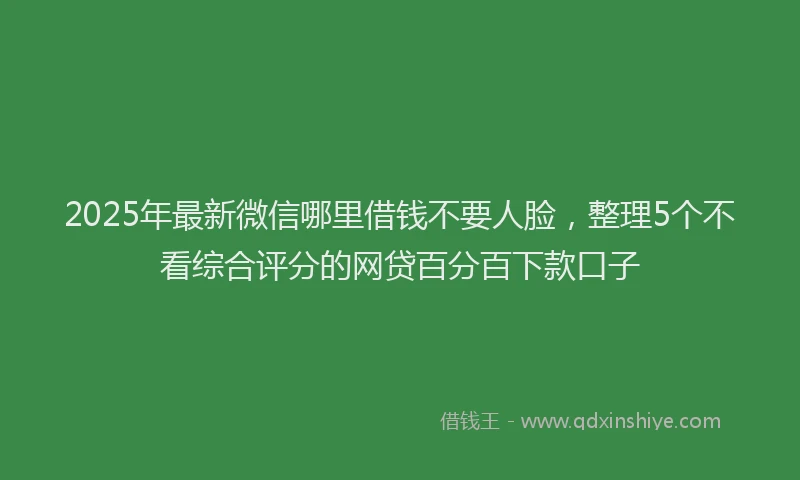 2025年最新微信哪里借钱不要人脸，整理5个不看综合评分的网贷百分百下款口子