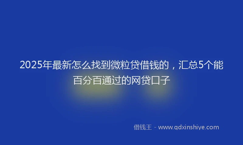 2025年最新怎么找到微粒贷借钱的，汇总5个能百分百通过的网贷口子