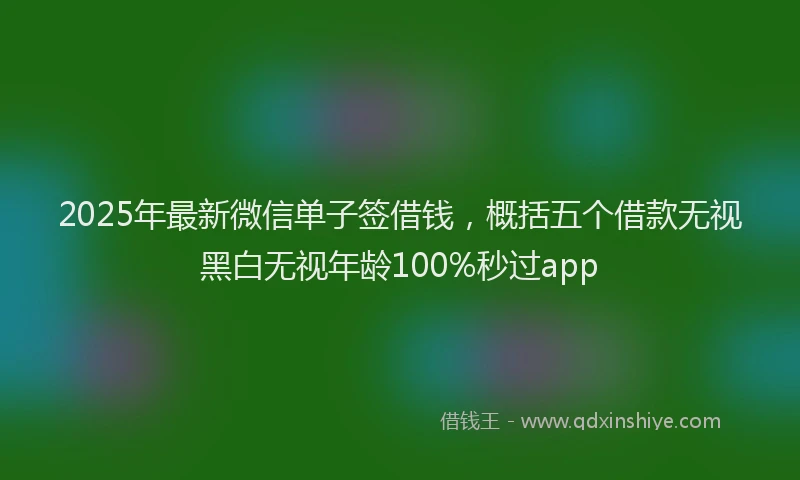 2025年最新微信单子签借钱，概括五个借款无视黑白无视年龄100%秒过app