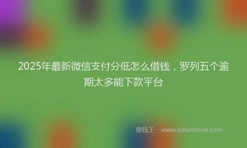 2025年最新微信支付分低怎么借钱，罗列五个逾期太多能下款平台