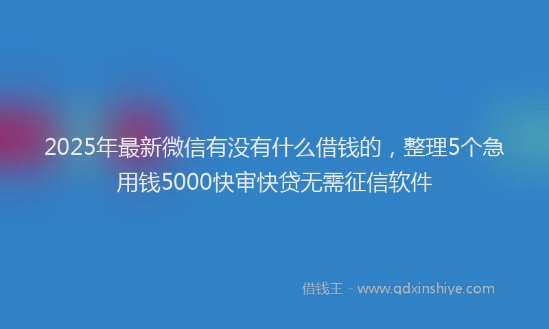 2025年最新微信有没有什么借钱的，整理5个急用钱5000快审快贷无需征信软件