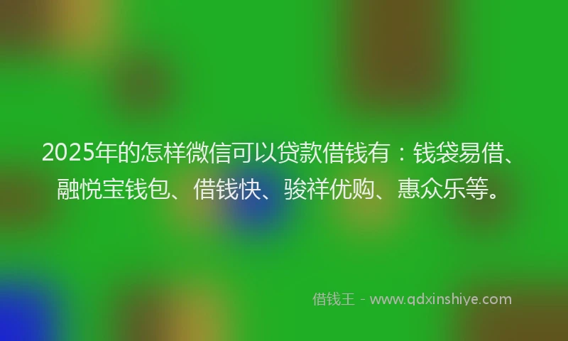 2025年的怎样微信可以贷款借钱有：钱袋易借、融悦宝钱包、借钱快、骏祥优购、惠众乐等。