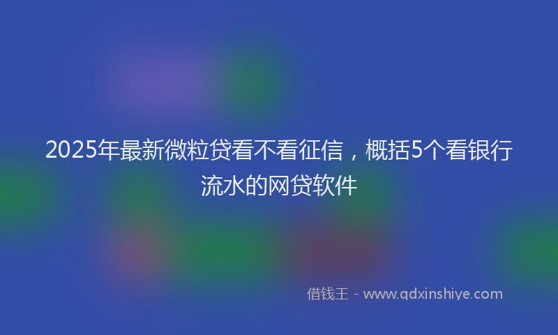 2025年最新微粒贷看不看征信，概括5个看银行流水的网贷软件