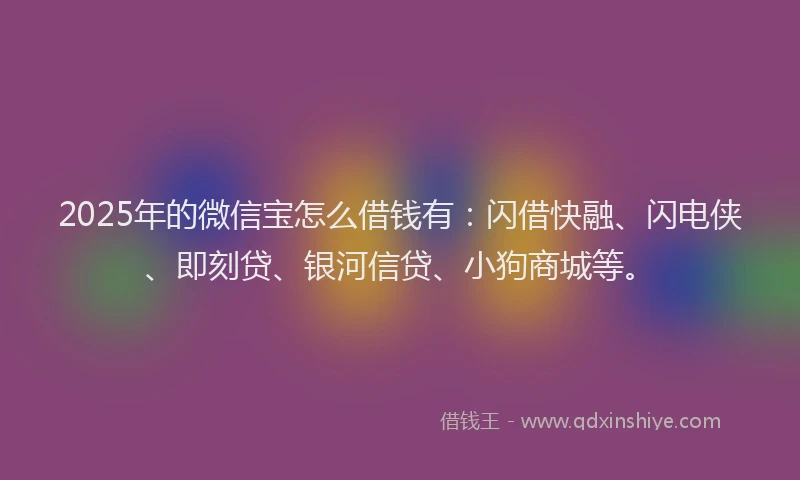 2025年的微信宝怎么借钱有：闪借快融、闪电侠、即刻贷、银河信贷、小狗商城等。