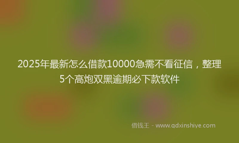 2025年最新怎么借款10000急需不看征信，整理5个高炮双黑逾期必下款软件