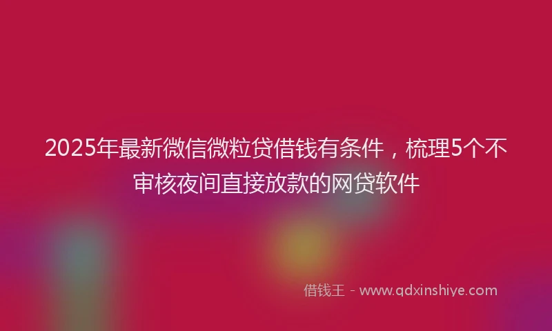 2025年最新微信微粒贷借钱有条件，梳理5个不审核夜间直接放款的网贷软件