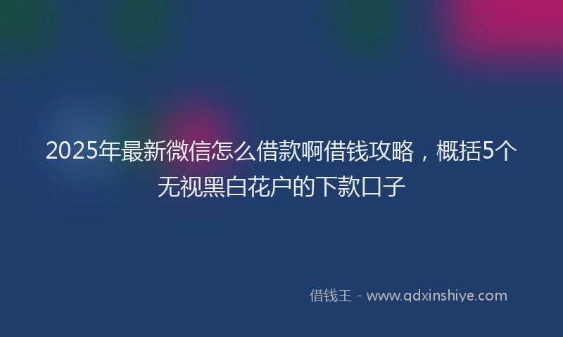 2025年最新微信怎么借款啊借钱攻略，概括5个无视黑白花户的下款口子