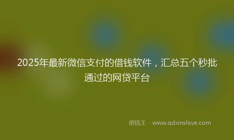 2025年最新微信支付的借钱软件，汇总五个秒批通过的网贷平台