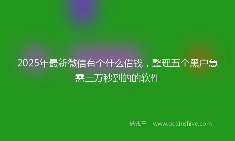 2025年最新微信有个什么借钱，整理五个黑户急需三万秒到的的软件