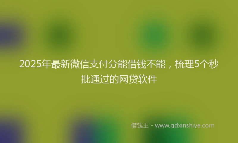 2025年最新微信支付分能借钱不能，梳理5个秒批通过的网贷软件
