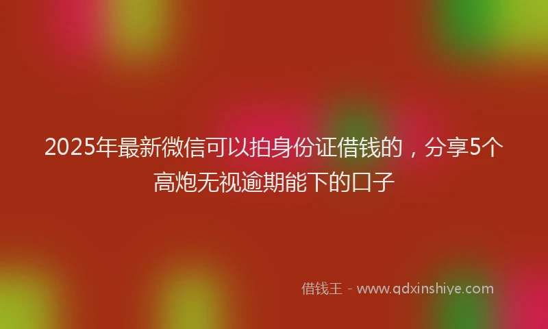 2025年最新微信可以拍身份证借钱的，分享5个高炮无视逾期能下的口子