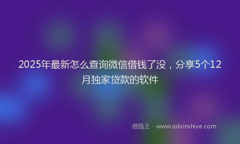 2025年最新怎么查询微信借钱了没，分享5个12月独家贷款的软件