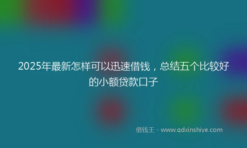 2025年最新怎样可以迅速借钱，总结五个比较好的小额贷款口子