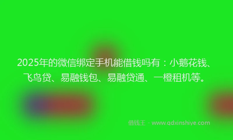 2025年的微信绑定手机能借钱吗有：小鹅花钱、飞鸟贷、易融钱包、易融贷通、一橙租机等。