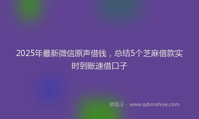 2025年最新微信原声借钱，总结5个芝麻借款实时到账速借口子