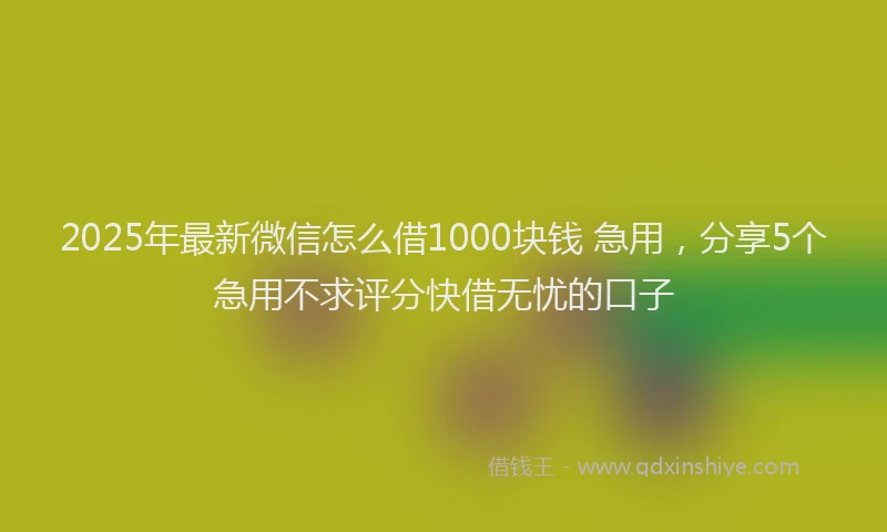 2025年最新微信怎么借1000块钱 急用，分享5个急用不求评分快借无忧的口子