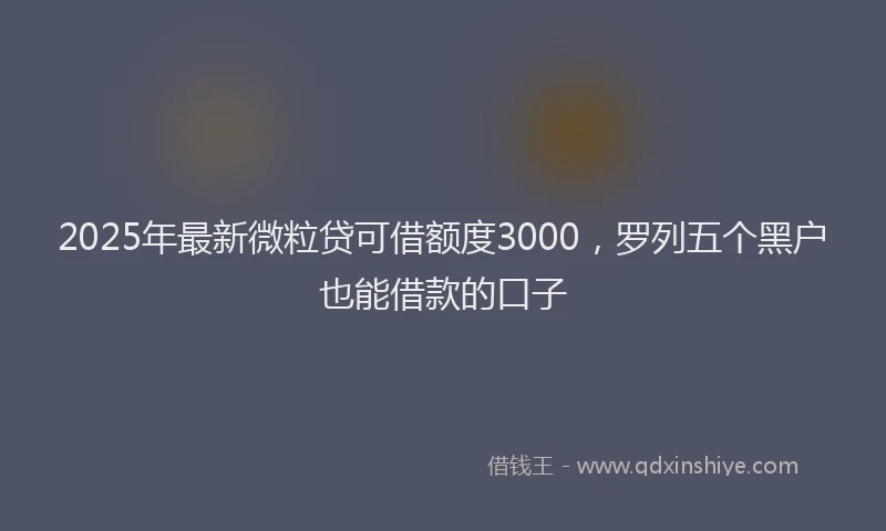 2025年最新微粒贷可借额度3000，罗列五个黑户也能借款的口子