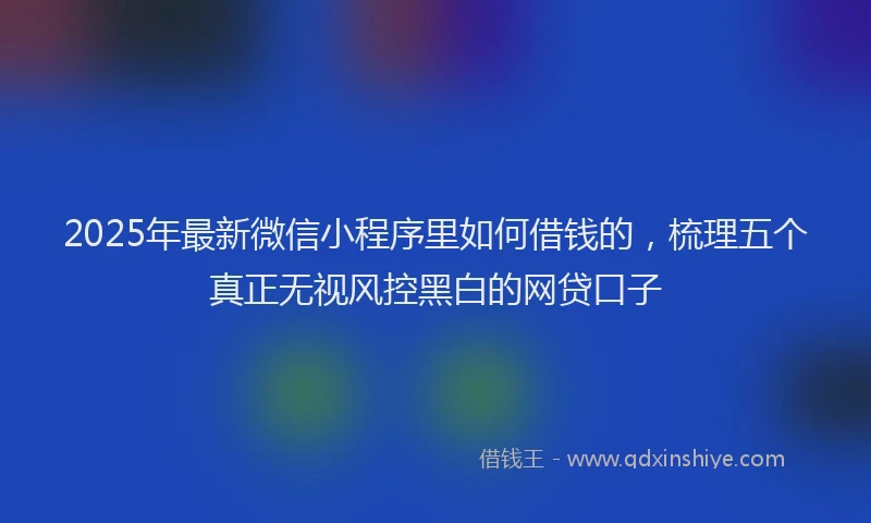 2025年最新微信小程序里如何借钱的，梳理五个真正无视风控黑白的网贷口子