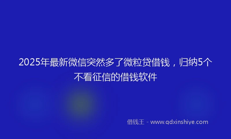 2025年最新微信突然多了微粒贷借钱，归纳5个不看征信的借钱软件