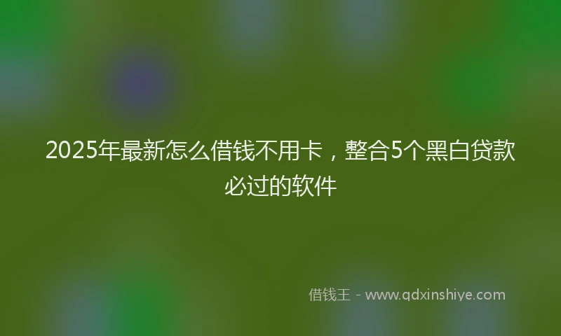 2025年最新怎么借钱不用卡，整合5个黑白贷款必过的软件