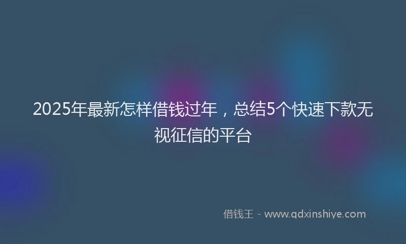 2025年最新怎样借钱过年，总结5个快速下款无视征信的平台