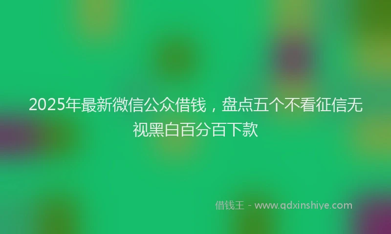 2025年最新微信公众借钱，盘点五个不看征信无视黑白百分百下款