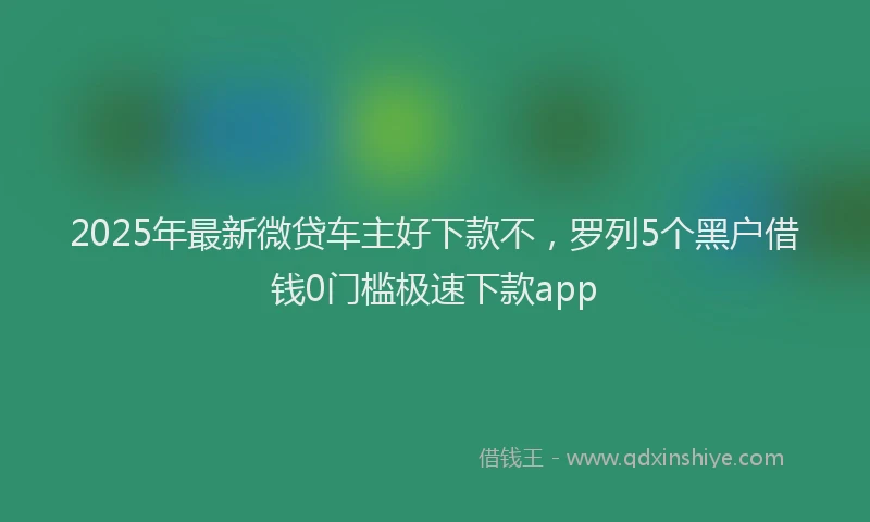 2025年最新微贷车主好下款不，罗列5个黑户借钱0门槛极速下款app
