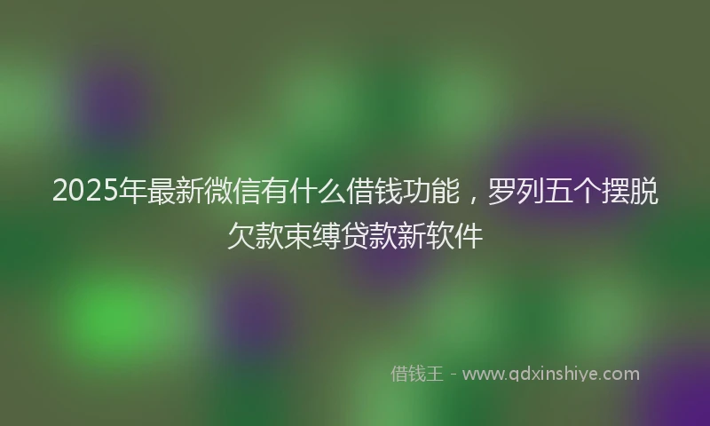 2025年最新微信有什么借钱功能，罗列五个摆脱欠款束缚贷款新软件
